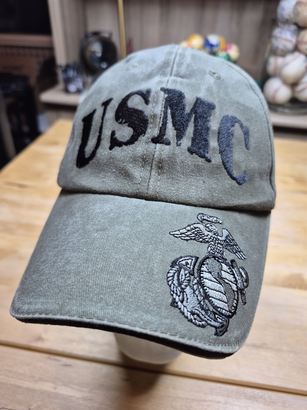 Olive Green USMC Embroidered Baseball Cap